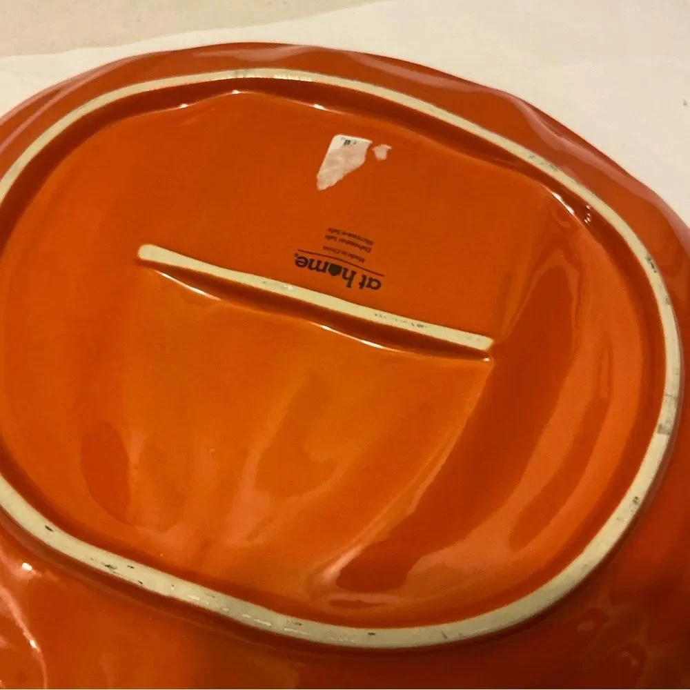 At home Orange Pumpkin-Shaped Dinner Plate